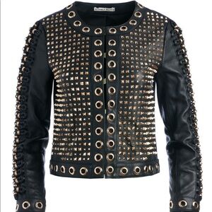 Alice + Olivia Kidman embellished leather jacket